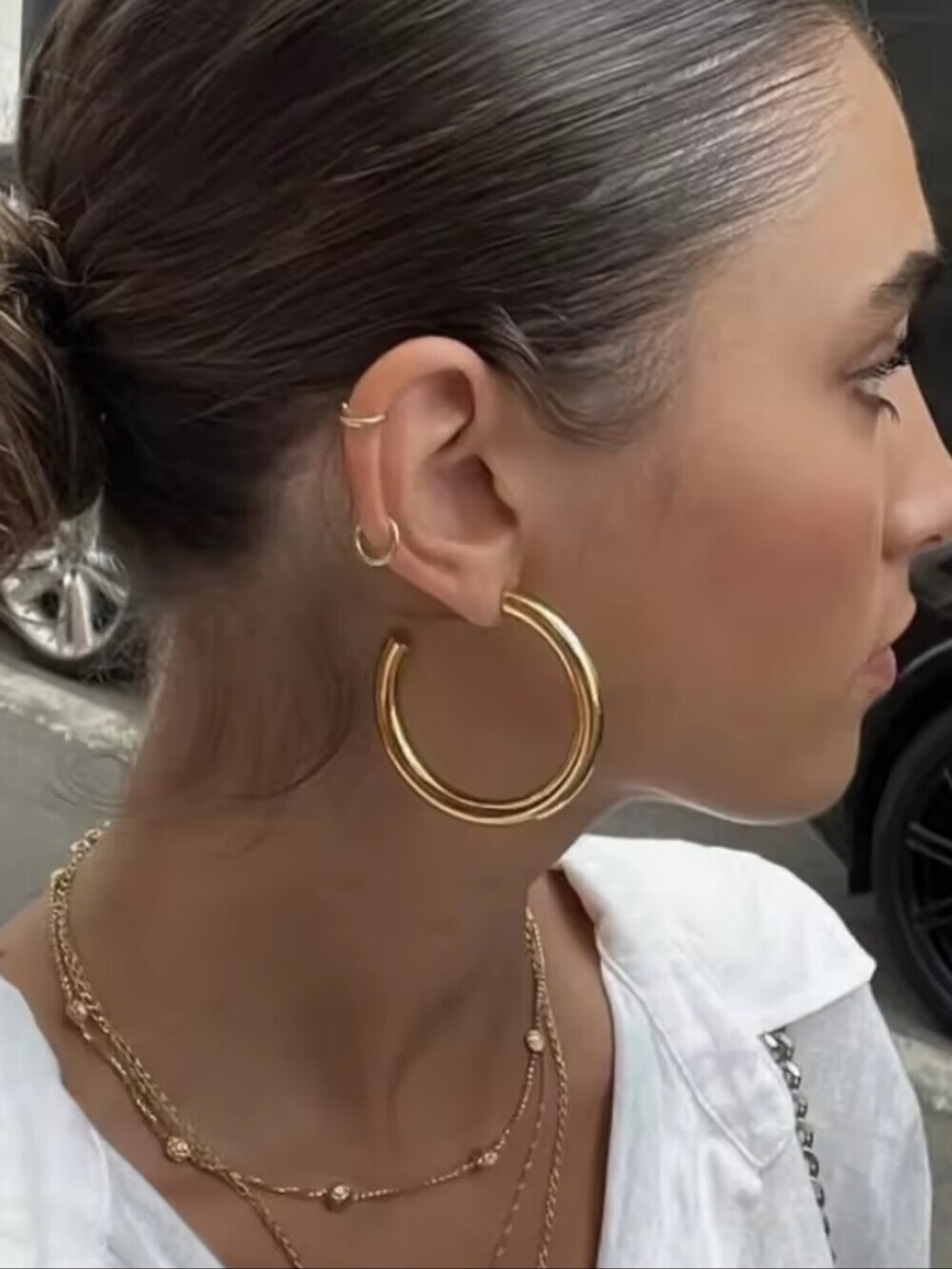 New! Thick Chunky Hoop Earrings 2 Inch 14K Gold Plated •( 2005 ) NWOT